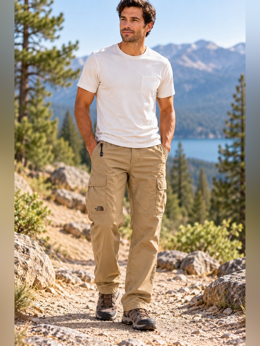 The North Face Men’s XL Tan Cargo Hiking Pants Gorpcore Utility 30-32” Inseam